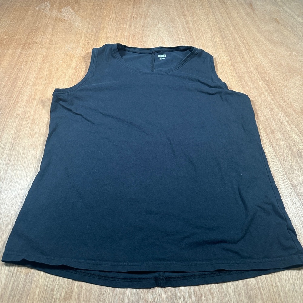 Duluth Trading Co Tank Top Womens XL Black Solid Cotton Sleeveless Casual